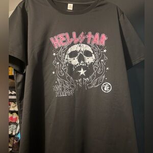 Black Graphic Tee with Skull Design